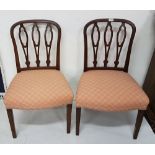 Matching Pair of Georgian Mahogany Hepplewhite Design Dining Chairs, the well sprung seats covered