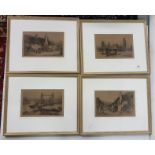 After Henry G Walker (1876 – 1932) Two views of London and two village scenes, Etchings signed in