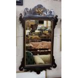 Regency Mahogany Framed Wall Mirror, featuring a pediment with a gold ho ho bird insert, 85cm h x