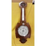 Art Deco Mahogany Framed Barometer with thermometer (the face stamped “Yeates & Son Ltd Dublin),