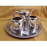 3 Piece Hotel Ware Tea Set, on a Circular Tray (4)