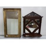 2 wall mirrors – 1 gilt framed and bevelled, & 1 mahogany framed with a shelf (2)