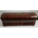 Italian burr walnut Jewellery Box, with brass and mother of pearl inlaid stringing, on 4 turned