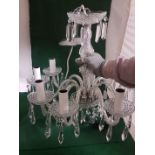 Matching pair of Crystal Ceiling Lights, each with 3 branches having both tear shaped & pear shaped
