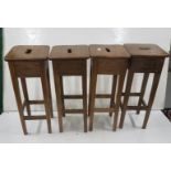 Set of 4 Oak Tall Bar/Counter Stools, with carrying inserts (4)