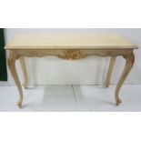 Modern rectangular painted & parcel gilt side table in 18th century style, 125cm w x 75cm h