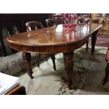 Victorian Mahogany Dining Table, with oval end, on turned legs. Excellent polished condition.