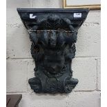 Stone faced Wall Bracket/Sconce, green patinated, mask of a classic shaped man, 55cm h x 38cm w