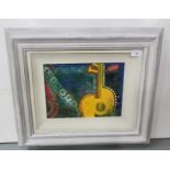 Ray Gillespie - Spanish Guitar, Oil on board, Signed, lower right, Framed, 16x21 (frame size)