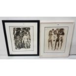 Two x Herbert Fish Framed Etchings, both signed - Models, 29x24 (frame size) & Ancient Lover No.