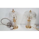 Similar pair of cut glass Table Lamps, electric, Killarney Crystal Ireland (one larger)