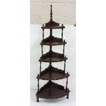 Modern open shelved Corner Whatnot, carved galleries, 60cm w x 1.55m h, Mahogany Jardiniere Stand,