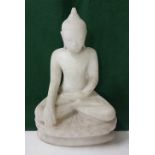 Early 20th C white marble Sculpture of a Hindu god sitting in a lotus position, 35cm h x 24cm w