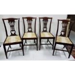 Set of 4 Chippendale Design Dining Chairs, removeable padded seats
