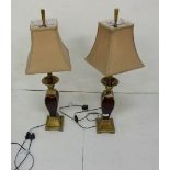 Matching Pair of modern deep red glazed baluster-shaped Table Lamps, 39cm high, with beige