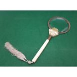 Ornate 19thC Hand-held Magnifying Glass, the large viewer featuring a brass rope designed border,