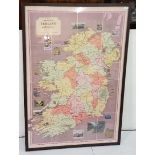 J&W Emslie - Official Railway Map of Ireland (1913), Reproduction on canvas, Framed, 59x39 (frame