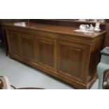 Long Mahogany Finish Modern Office Cabinet, (French) in a Victorian style, with 4 doors, enclosing