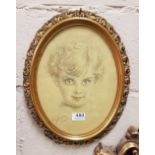 Italian Pastel - oval Portrait of young girl, signed ELEUTERIO PAGLIANO (1821 - 1903), 31cm x 22cm