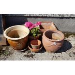 9 approx. Terracotta Flower Pots