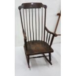 American Oak 1930’s Rocking Armchair, spindle back