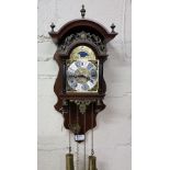 Dutch reproduction two train cuckoo-type wall clock, brass weights (working)