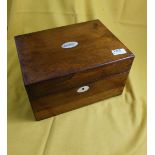 Victorian Rosewood Jewellery/Companion Box, rectangular shaped, with fitted compartments, oval