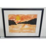 Mick Mulcahy - Sunset, Watercolour, Unsigned, Framed, 32x40 (frame size)