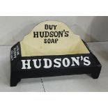 Novelty cast iron Dog Bowl, "Buy Hudson's Soap", 42cm w x 17cm d