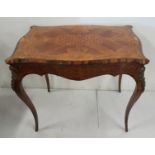 Late 19thC French Walnut and Parquetry cubed-top and sides Centre Table, on serpentine shaped top