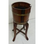 Mahogany Jardinière (with liner), on a companion stand, labelled R A LISTER & CO, ENGLAND, 72cm h