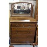 Edwardian walnut Chest of Drawers (6 drawers) with dressing table top, 1.6m h x 92cm w