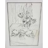 Brian Bourke - Masks & Skulls (1973), Pencil, Signed, lower left, Framed, 39x28 (frame size)