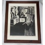 Michael Anthony Little - Art Gallery, Linocut, Signed, lower left, Framed, 35x28 (frame size)