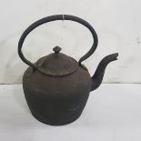 Antique Cast Iron Kettle, 35cm h, painted black