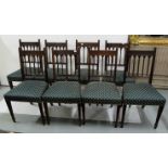 Set of 8 x 19th C mahogany Dining Chairs with column design backs on reeded and tapered front