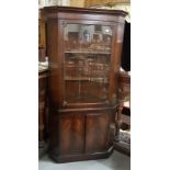 Reproduction mahogany standing corner cabinet by Rackstraw, 175cm h x 85cm w