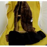 2 x Fur Stoles, one South African black fur Shawl and one medium brown Cape (2)