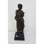 Bronze Patinated Bust of a Greek Scholar, wearing a laurel wreath, on a graduated black marble base
