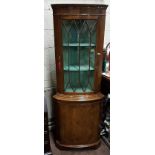 Mahogany Corner Cabinet, astragal glazed door over cupboard below, 2.85m h x 68cm w