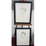 Two x Birgitte Hummel Framed Pencil Drawings - Boy from Inishman (1970), 25x20 (frame size) & Sean