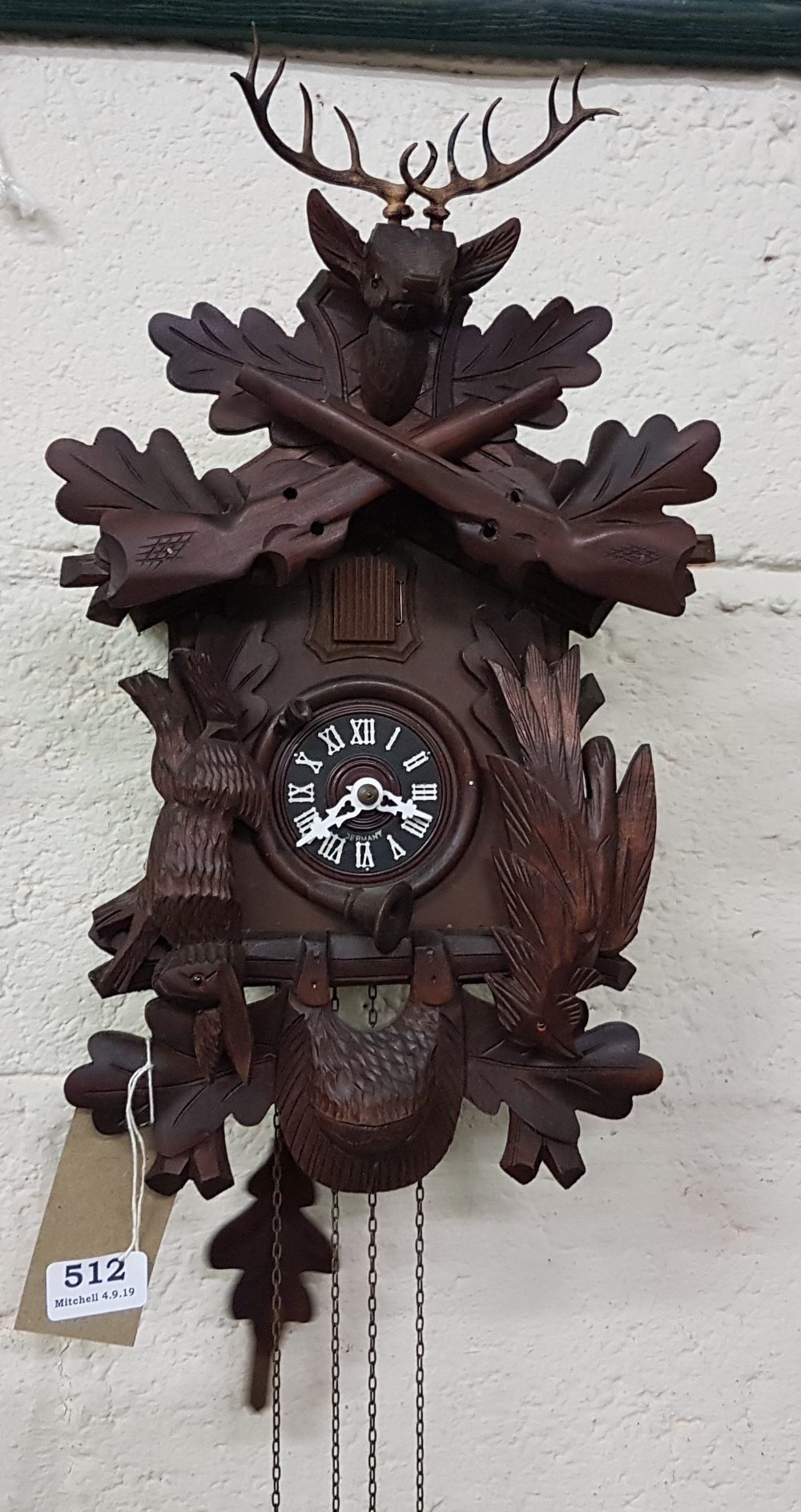 Vintage West Germany Cuckoo Clock with deer mount