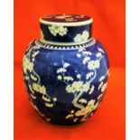 A Blue and White Chinese Kangxi Period Design Ginger Jar with Original Cover, decorated all over
