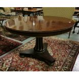 Fine 19thC Continental Rosewood Centre / Dining Table, the reeded top having borders both