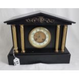Black marble Timepiece, with double column brass 4 column, the dial stamped TREE, 121 GT DOVER ST,