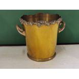 Brass Wine Bucket, with decorative vine design border, carrying handles, 21cmH x 26cm DIA