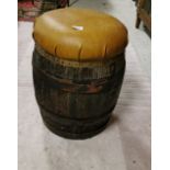 Old Oak Barrell, fitted with a padded seat (a stool)