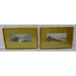 Pair of Watercolours – Victorian Lakeside and Mountain Scenes, 37cm x 24 cm each (incl. frame) (2)