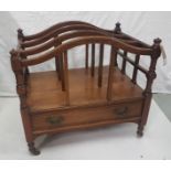 Late 19thC Oak Canterbury, with turned decoration, three divisions, turned tapering supports,