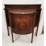 Edwardian Mahogany Side Cabinet, with a serpentine and bowfront shaped front inlaid panel, enclosing